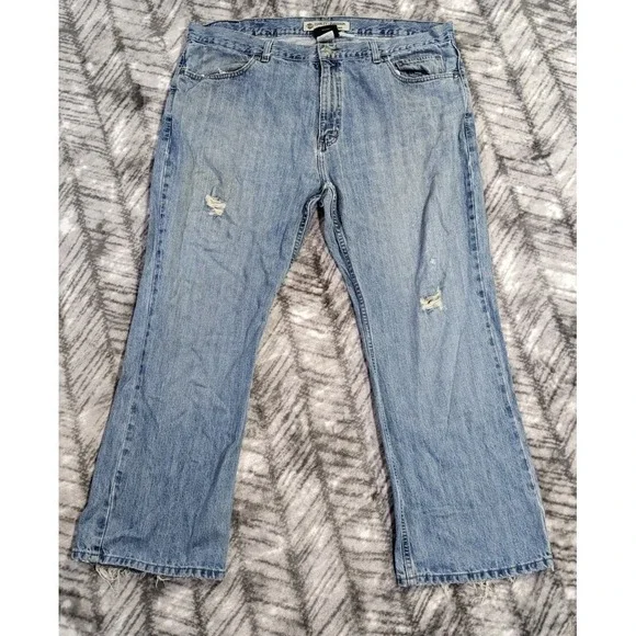 Harley Davidson Jeans Men's 42 X 29 Relaxed Straight Loose Denim Distressed - Picture 1 of 16